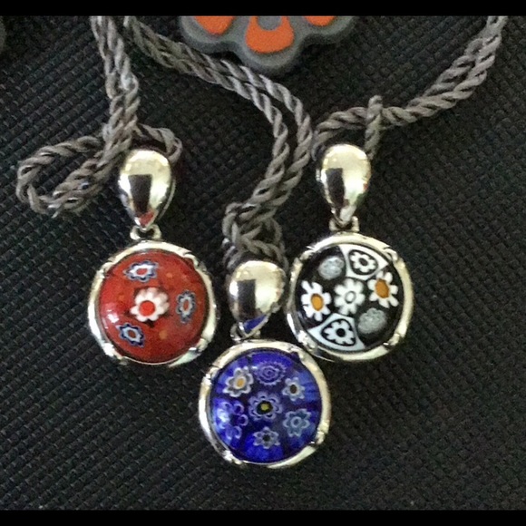 🆕Murano Millefiori Italian glass silver pendant. - Picture 5 of 10